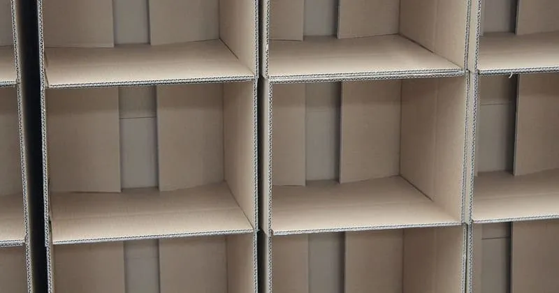 梱包前の段ボール棚を近くで見る