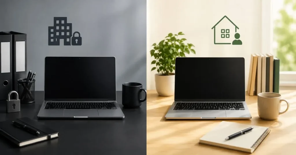 会社PCと私用PCの作業環境を分けるイメージ