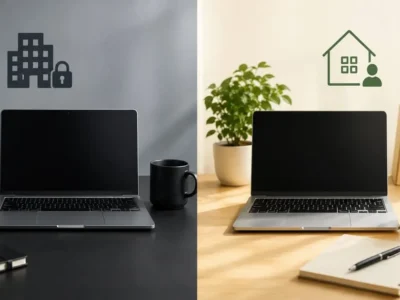 会社PCと私用PCの作業環境を分けるイメージ